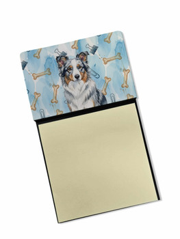 Blue Merle Border Collie Coworker Watercolor Sticky Note Holder Refillable Dispenser product image at NuMercy