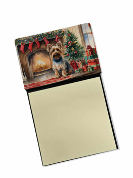 Silky Terrier Cozy Christmas Sticky Note Holder Refillable Dispenser product image at NuMercy