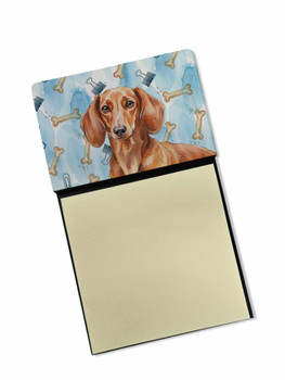Red Brown Dachshund Coworker Watercolor Sticky Note Holder Refillable Dispenser product image at NuMercy