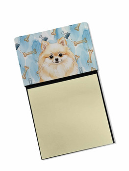 Cream Pomeranian Coworker Watercolor Sticky Note Holder Refillable Dispenser product image at NuMercy