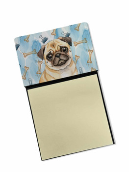 Fawn Pug Coworker Watercolor Sticky Note Holder Refillable Dispenser product image at NuMercy