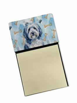 Blue and White Old English Sheepdog Coworker Watercolor Sticky Note Holder Refillable Dispenser product image at NuMercy