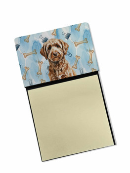 Chocolate Labradoodle Coworker Watercolor Sticky Note Holder Refillable Dispenser product image at NuMercy