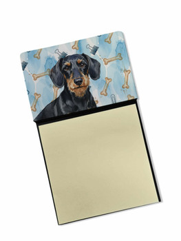 Wirehaired Black and Tan Dachshund Coworker Watercolor Sticky Note Holder Refillable Dispenser product image at NuMercy