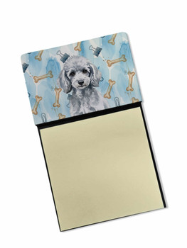 Miniature Silver Poodle Coworker Watercolor Sticky Note Holder Refillable Dispenser product image at NuMercy