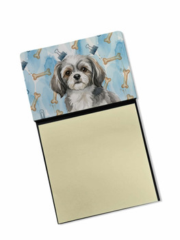 Grey and White Tibetan Spaniel Coworker Watercolor Sticky Note Holder Refillable Dispenser product image at NuMercy