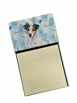 White with Black Markings Russell Terrier Coworker Watercolor Sticky Note Holder Refillable Dispenser product image at NuMercy