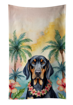 Black and Tan Coonhound Luau Kitchen Towel Dish Cloths product image at NuMercy