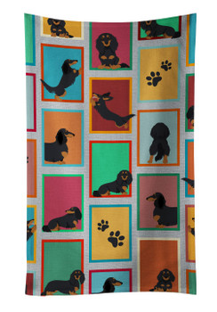 Lots of Longhaired Black Tan Dachshund Kitchen Towel Dish Cloths product image at NuMercy