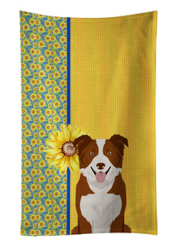 Summer Sunflowers Red and White Border Collie Kitchen Towel Dish Cloths product image at NuMercy