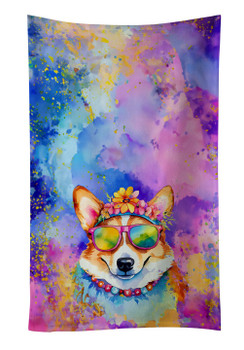 Corgi Hippie Dawg Kitchen Towel Dish Cloths DAC2497 product image at NuMercy