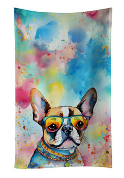Boston Terrier Hippie Dawg Kitchen Towel Dish Cloths DAC2470 product image at NuMercy