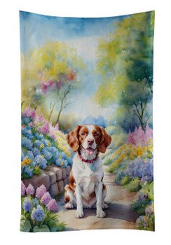Brittany Spaniel Spring Path Kitchen Towel Dish Cloths product image at NuMercy