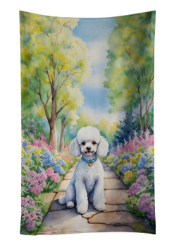 White Poodle Spring Path Kitchen Towel Dish Cloths DAC6697 product image at NuMercy