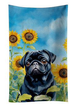 Pug in Sunflowers Kitchen Towel Dish Cloths DAC6144 product image at NuMercy