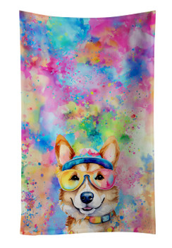 Corgi Hippie Dawg Kitchen Towel Dish Cloths DAC2495 product image at NuMercy