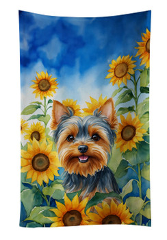 Yorkshire Terrier in Sunflowers Kitchen Towel Dish Cloths product image at NuMercy