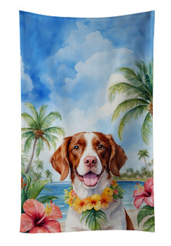Brittany Spaniel Luau Kitchen Towel Dish Cloths product image at NuMercy