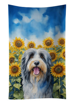 Bearded Collie in Sunflowers Kitchen Towel Dish Cloths product image at NuMercy