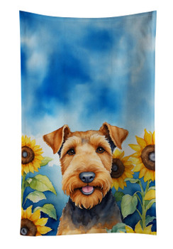 Airedale Terrier in Sunflowers Kitchen Towel Dish Cloths product image at NuMercy