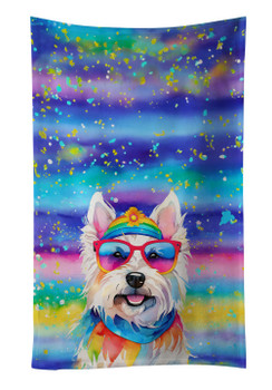 Westie Hippie Dawg Kitchen Towel Dish Cloths DAC2571 product image at NuMercy