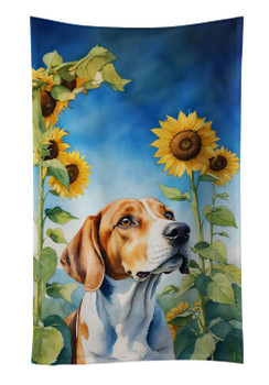 English Foxhound in Sunflowers Kitchen Towel Dish Cloths product image at NuMercy