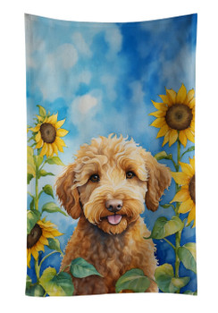 Labradoodle in Sunflowers Kitchen Towel Dish Cloths DAC6113 product image at NuMercy