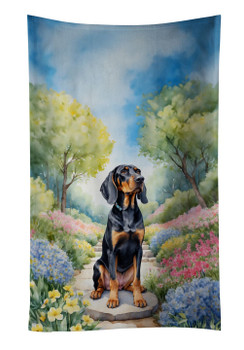 Black and Tan Coonhound Spring Path Kitchen Towel Dish Cloths product image at NuMercy
