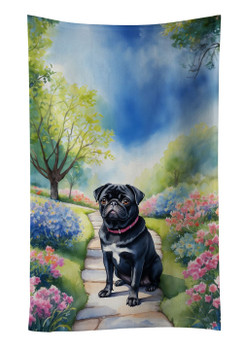 Black Pug Spring Path Kitchen Towel Dish Cloths product image at NuMercy