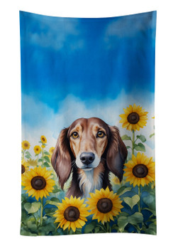 Saluki in Sunflowers Kitchen Towel Dish Cloths product image at NuMercy