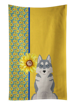 Summer Sunflowers Grey Siberian Husky Kitchen Towel Dish Cloths product image at NuMercy