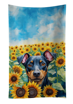 Manchester Terrier in Sunflowers Kitchen Towel Dish Cloths product image at NuMercy
