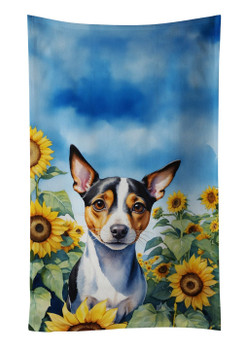 Rat Terrier in Sunflowers Kitchen Towel Dish Cloths product image at NuMercy
