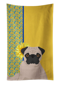 Summer Sunflowers Fawn Pug Kitchen Towel Dish Cloths product image at NuMercy