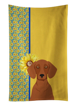 Summer Sunflowers Red Dachshund Kitchen Towel Dish Cloths product image at NuMercy
