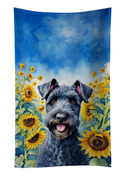 Kerry Blue Terrier in Sunflowers Kitchen Towel Dish Cloths product image at NuMercy