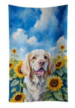 Clumber Spaniel in Sunflowers Kitchen Towel Dish Cloths product image at NuMercy