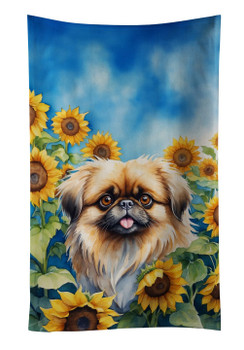 Pekingese in Sunflowers Kitchen Towel Dish Cloths product image at NuMercy