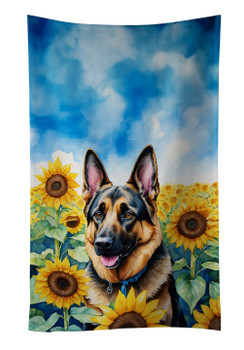 German Shepherd in Sunflowers Kitchen Towel Dish Cloths product image at NuMercy