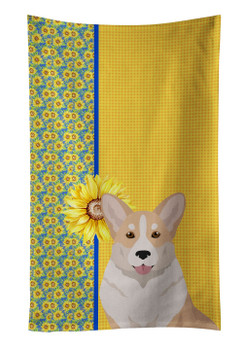 Summer Sunflowers Fawn Cardigan Corgi Kitchen Towel Dish Cloths product image at NuMercy