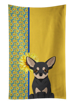 Summer Sunflowers Black and Cream Chihuahua Kitchen Towel Dish Cloths product image at NuMercy