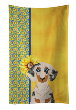 Summer Sunflowers Cream Dapple Dachshund Kitchen Towel Dish Cloths product image at NuMercy