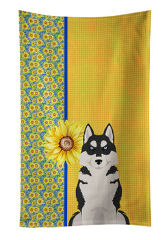 Summer Sunflowers Black Siberian Husky Kitchen Towel Dish Cloths product image at NuMercy