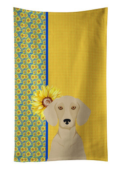 Summer Sunflowers Cream Dachshund Kitchen Towel Dish Cloths product image at NuMercy