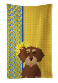 Summer Sunflowers Wirehair Red and Tan Dachshund Kitchen Towel Dish Cloths product image at NuMercy