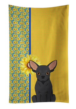 Summer Sunflowers Black Chihuahua Kitchen Towel Dish Cloths product image at NuMercy