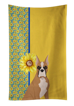 Summer Sunflowers Fawn Boxer Kitchen Towel Dish Cloths product image at NuMercy