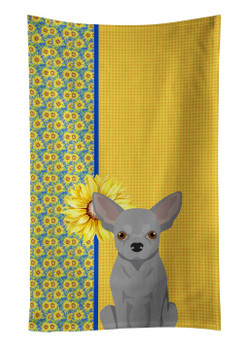 Summer Sunflowers Silver Chihuahua Kitchen Towel Dish Cloths product image at NuMercy