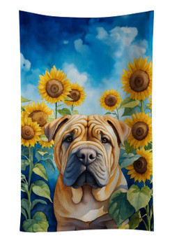 Shar Pei in Sunflowers Kitchen Towel Dish Cloths product image at NuMercy