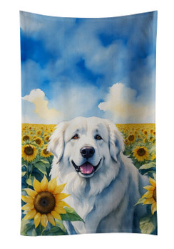 Great Pyrenees in Sunflowers Kitchen Towel Dish Cloths product image at NuMercy